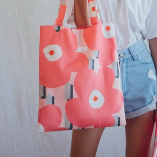 RINA totebag- Too pink for flower (กระเป๋าผ้า กระเป๋าสะพายข้าง กระเป๋าไปเรียน กระเป๋าเคียง  กระเป๋าสะพายไหล่)