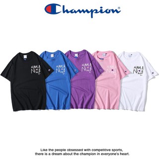 เสื้อยืดแขนสั้นปักลาย champion แฟชั่น