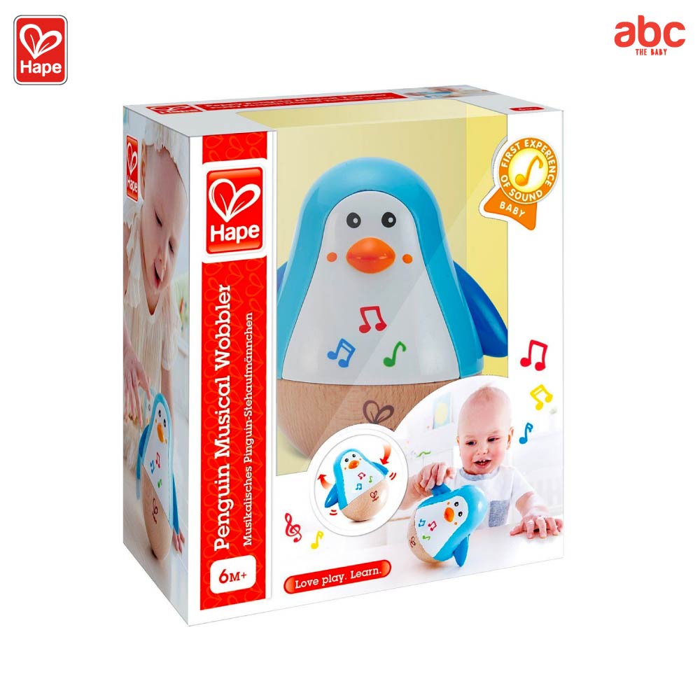Hape لعبة خشبية موسيقية البطريق المتأرجح الرنّان Penguin Musical Wobbler لعبة تنمية مهارات من عمر 6 أشهر فأكثر صورة 5