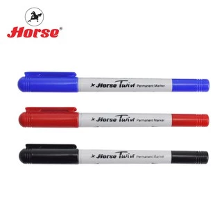HORSEตราม้า ปากกาเคมี 2หัว หัวกลม 2มม./4มม. H-41 - หลากสี จำนวน 1ด้าม