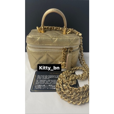 (New) Chanel Mini Vanity Caviar Gold GHW with Handle (Hologram 31)