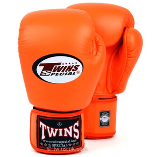 นวมซ้อมชกมวย ทวินส์ สเปเชี่ยล เมจิคเทป สีส้ม 8,10,12,14,16 ozหนังแท้ Twins special Boxing Gloves BGVL-3 ฺOrange sparring