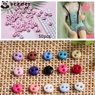 กระดุมพลาสติกขนาดเล็กสําหรับตกแต่งเสื้อผ้าตุ๊กตา 50 ชิ้น