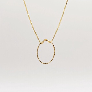 Marbella.bkk สร้อยคอเงินแท้ ชุบทอง18k จี้วงรี รุ่น Gold oval Necklace