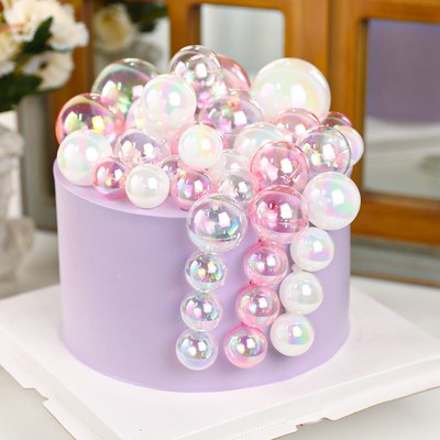 3 ชิ้น/เซ็ต Symphony Ball โปร่งใส Ball สีชมพูสีขาวคริสต์มาส Bubble Ball เค้กตกแต่งเครื่องประดับโรแมนติกเค้กตกแต่ง Plug-in สําหรับคริสต์มาสวันเกิดงานแต่งงานครบรอบ Cak