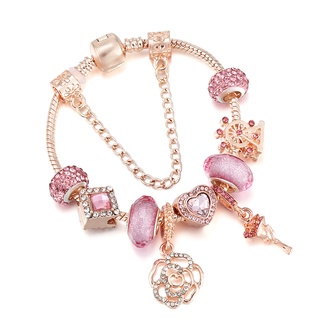 Dinglly ใหม่ สร้อยข้อมือลูกปัดคริสตัล รูปชิงช้าสวรรค์ หัวใจ …