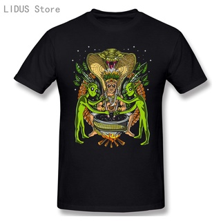 เสื้อยืดคอกลมเสื้อยืดแขนสั้นลําลอง ผ้าฝ้าย 100% พิมพ์ลายกราฟิกการ์ตูนอนิเมะ Ayahuasca DMT Aliens Psychedelic Shaman แฟชั