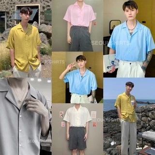 S1: เสื้อเชิ้ตเกาหลี แขนสั้น สีพื้น มีไซซ์ M L XL XXL ชาย/หญิงใส่ได้ คุณภาพดี