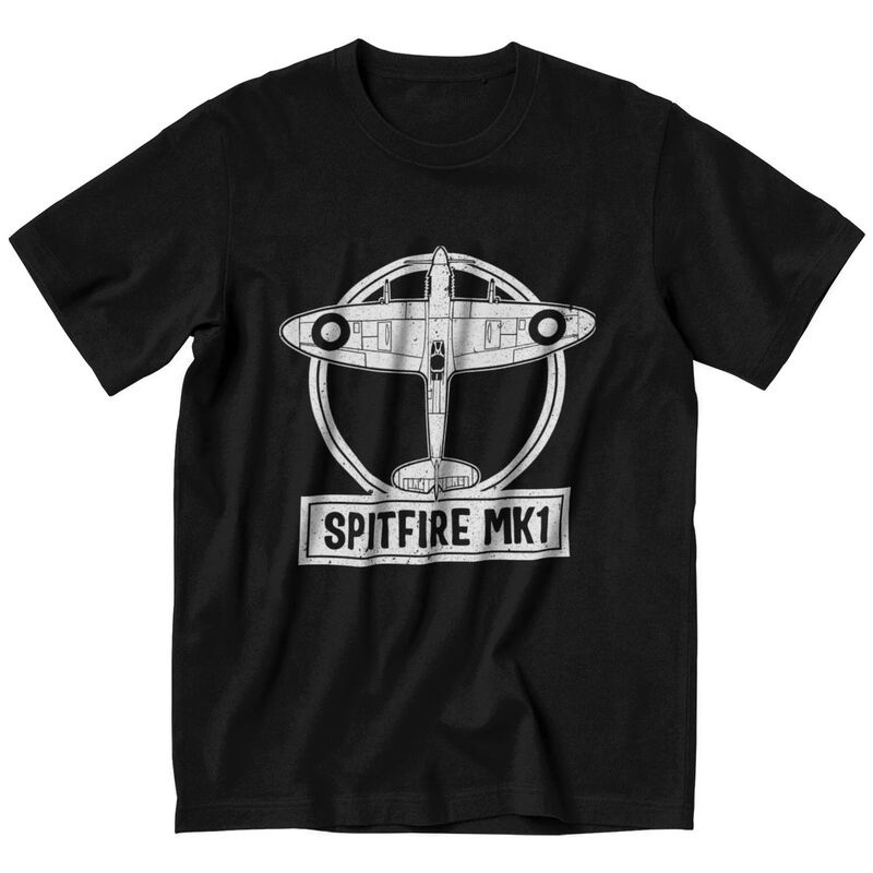 คอลูกเรือพร้อมส่ง เสื้อยืดแขนสั้น ผ้าฝ้าย 100% พิมพ์ลาย Spitfire Mk 1 Raf Uk British Supermarine Fig