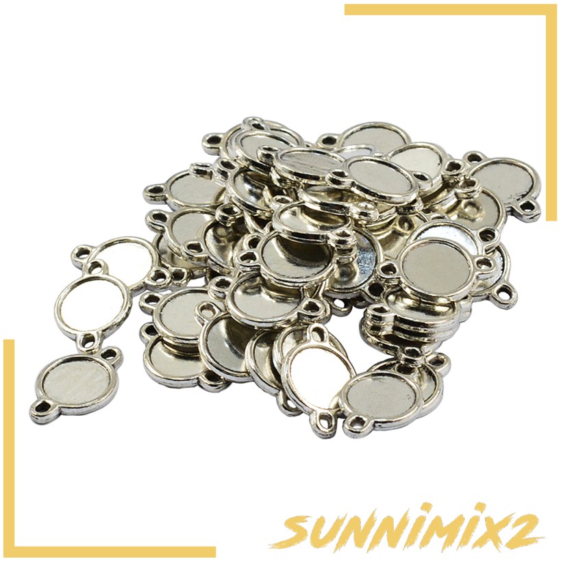 [SUNNIMIX2] จี้ถาดเปล่า สองด้าน 10 มม. สําหรับทําเครื่องประดับ DIY 50 ชิ้น