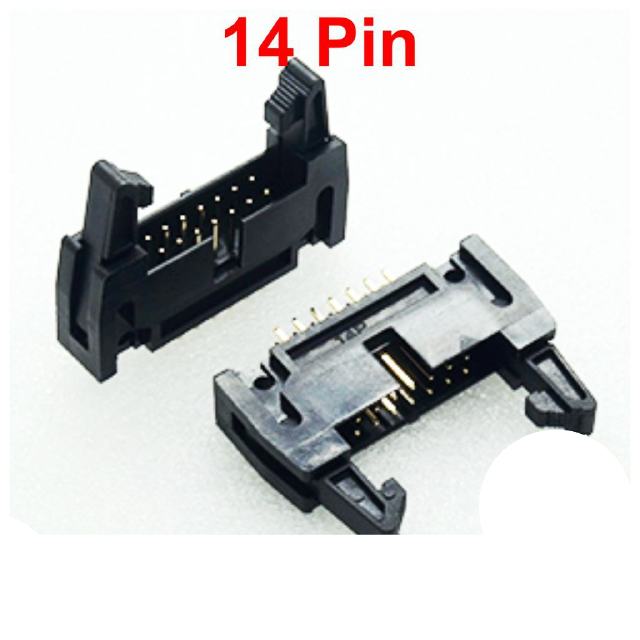 ขั้วบอร์ดเฮดเดอร์ 14P ตัวผู้ขาตรง Board Header Connector ST มีเขี้ยวล็อกคอนเน็คเตอร์