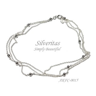 สร้อยข้อเท้าเงินแท้ 3 สาย. 3 strands sterling silver anklet  (รหัส AKFC-0015 )