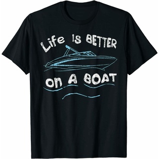 เสื้อยืดลําลอง แขนสั้น พิมพ์ลาย Life Is Beettterrrrrr On A Boat คุณภาพสูง สไตล์ฮิปฮอป สําหรับผู้ชายS-5XL