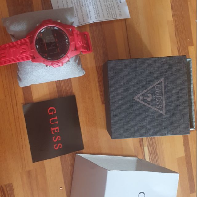 guess watch  digital red