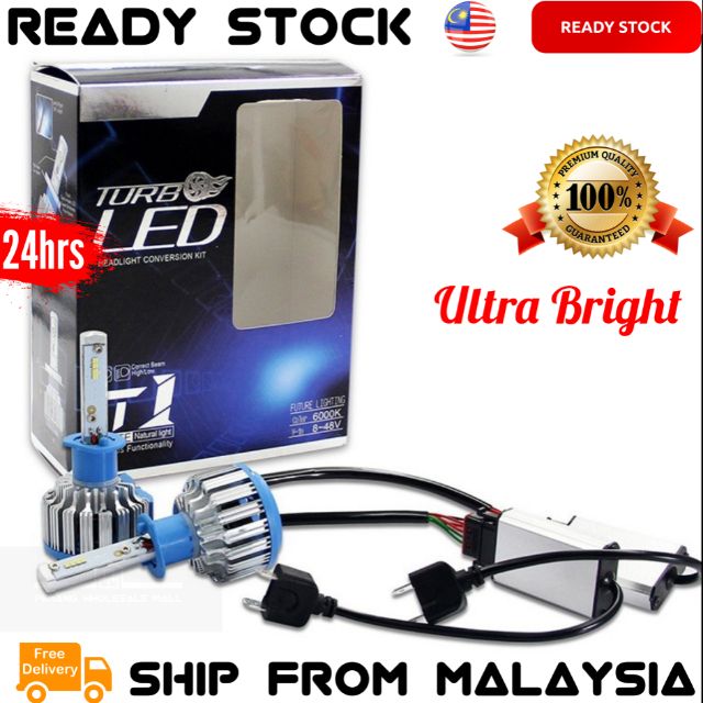 2pcs 1 คู่ T1 LED Bright ไฟหน้ารถ H7 H4 H1 H11 9006 10000LM 6500k 60W ชิปหลอดไฟ LED