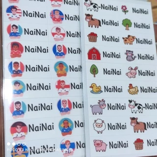 (คิว1วัน) สติกเกอร์ชื่อ มินิมอล ( 54 ดวง / ชุด 1 ) "หมึกกันน้ำ" แปะเครื่องเขียน สติ๊กเกอร์ชื่อ ป้ายชื่อ กันน้ำ