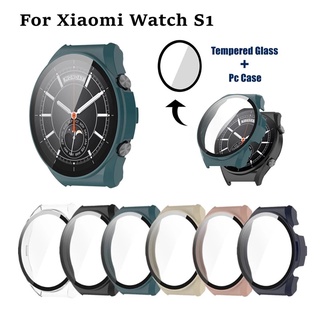 1 ชิ้น สําหรับ Xiaomi Watch S1 เคส PC แบบแข็ง พร้อมกระจกนิรภัย / ฝาครอบป้องกันรอยขีดข่วน แบบเต็ม กันน้ํา / อุปกรณ์เสริมป้องกันสมาร์ทวอทช์