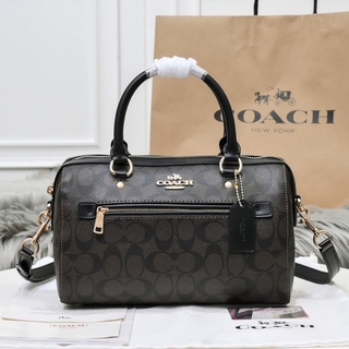 กระเป๋าหมอน COACH Boston ของแท้ F83607 กระเป๋าถือแฟชั่น, กระเป๋า Messenger ไหล่สตรี