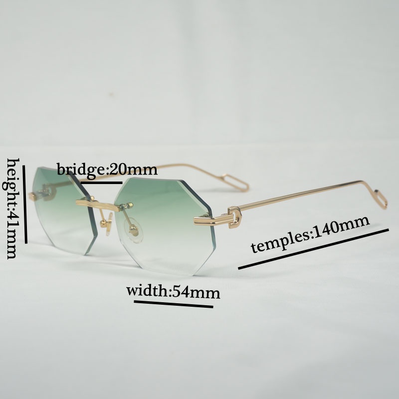 Vintage Rimless Diamond Cutting Sunglasses Men Oculos New Lens Shape ...
