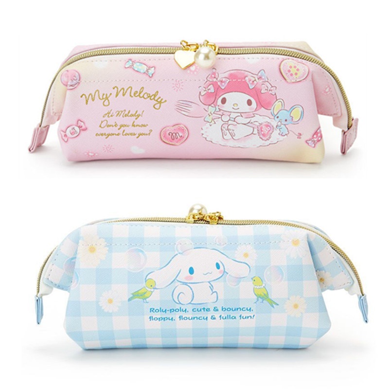 กระเป๋าดินสอ กระเป๋าเครื่องสําอาง กระเป๋าหนัง ขนาดใหญ่ ลายการ์ตูน Hello Kitty My Melody น่ารัก สําหรับเด็กผู้หญิง