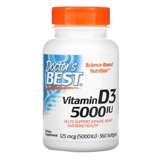 Doctors Best, Vitamin D3, 5000 IU, 360 Softgels