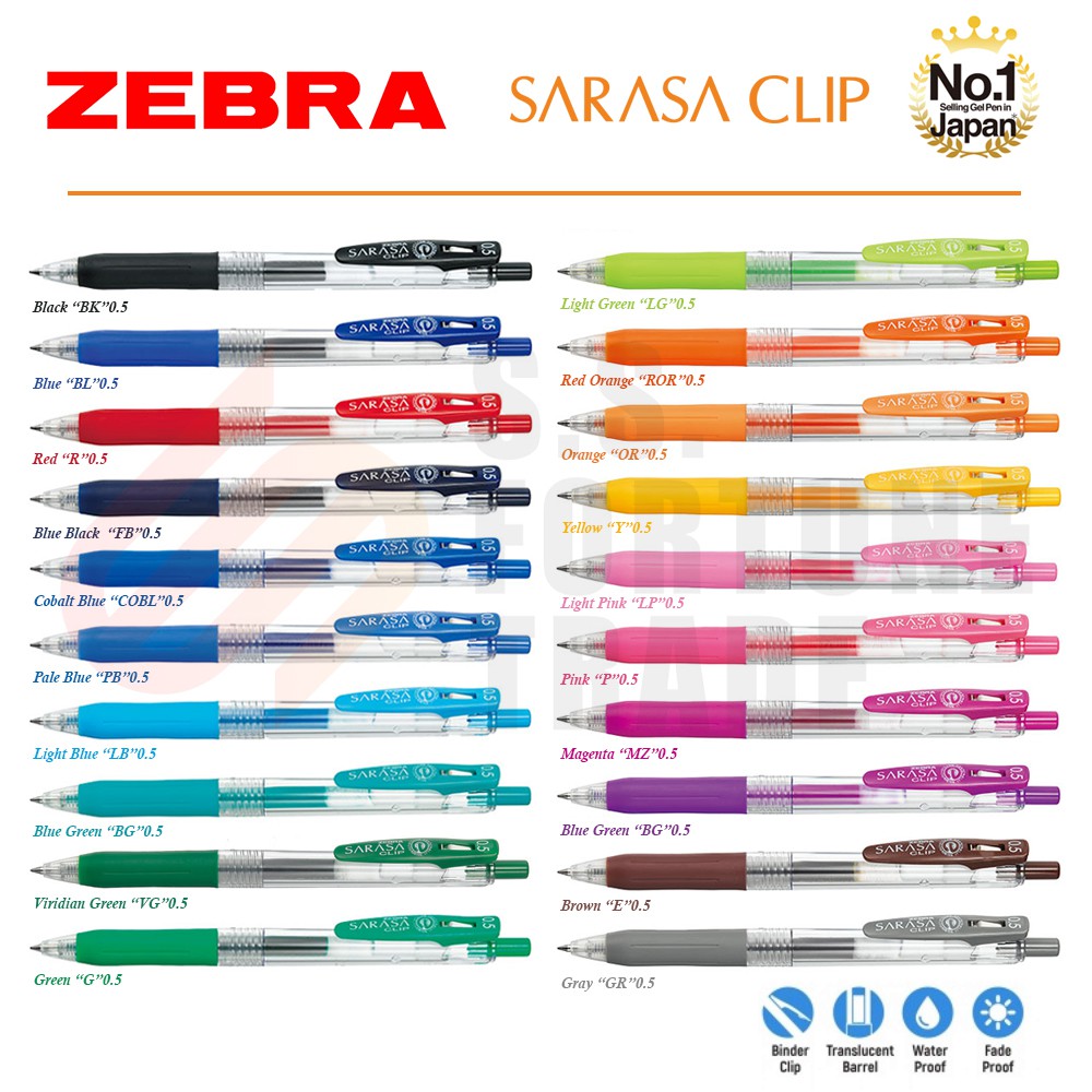 ปากกาหมึกเจล Zebra Sarasa Clip 0.3 0.4 0.5
