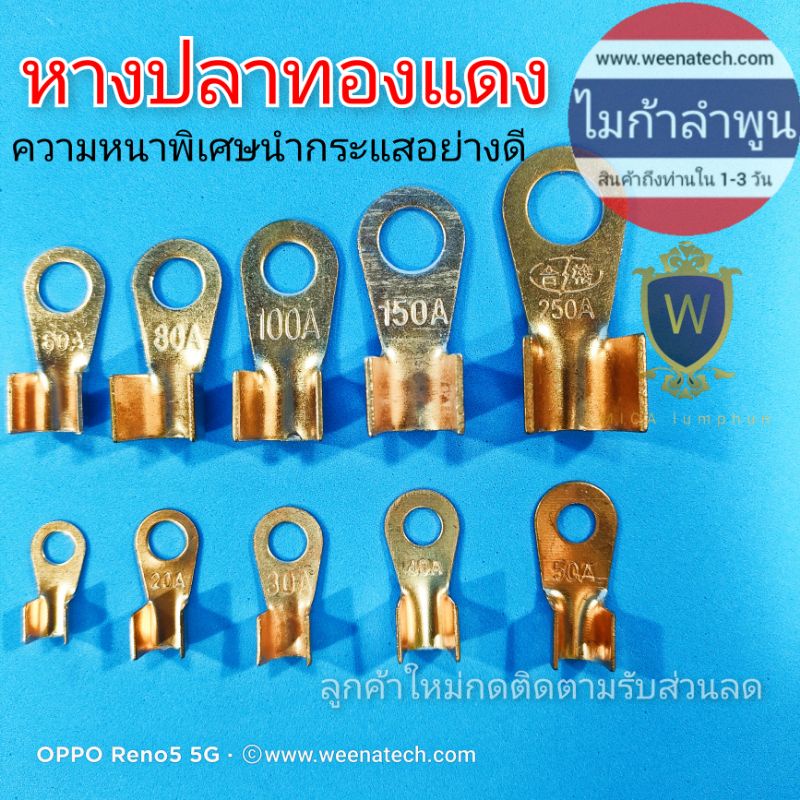 หางปลา ก้ามปู ขั้วแบตเตอรี่ ขั้วแบต ขั้วสายไฟ หางปลาแท้ทองแดงบริสุทธิ์ 100% สำหรับงานที่ควบคุมมาตรฐาน ไมก้าลำพูน