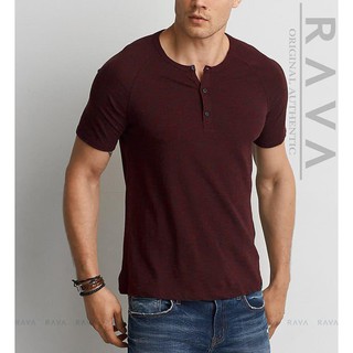 เสื้อยืด พิมพ์ลาย RAGLAN HENLEY OBLONG BY RAVA PREMIUM สําหรับผู้ชาย