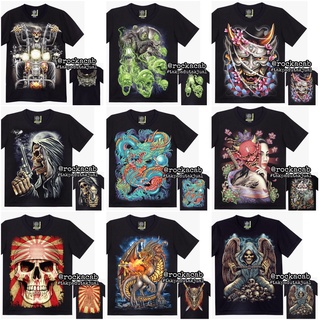 เสื้อยืดผ้าฝ้าย 100% พิมพ์ลาย Samurai Geisha Dragon Naga Rider Motor Grim Reaper OVP Overprint Baju GLOW IN THE DARK สีด