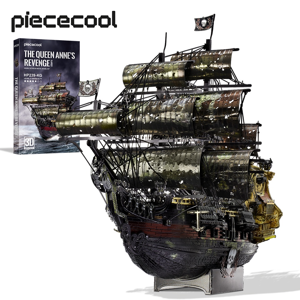 Piececool ชุดปริศนาโลหะ3D เรือโจรสลัดควีนแอนน์ส เรเวนจ์ ชุดประกอบDIY ของขวัญสร้างสรรค์