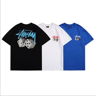 ღพร้อมส่งღstussy ใหม่ เสื้อยืดคอกลม แขนสั้น พิมพ์ลายโลโก้ ตะแกรง สไตล์คลาสสิก ทรงหลวม สําหรับผู้ชาย และผู้หญิงS-5XL