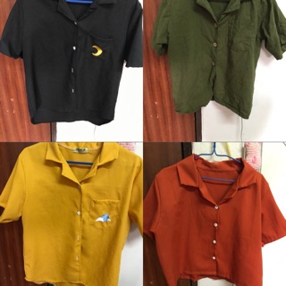 เสื้อเชิ้ตครอป เสื้อเชิ้ตสีพื้น ทุกตัว 60 บาทซื้อเยอะลดได้ค่ะ