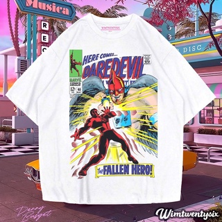 ผ้าฝ้ายแท้เสื้อยืด ขนาดใหญ่ | เสื้อยืด พิมพ์ลาย Marvel DAREDEVIL THE FALLEN HERO | เสื้อยืด ขนาดใหญ่ | เสื้อยืด ขนาดใหญ่