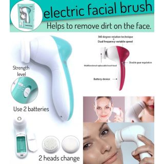 Electric Facial Brush แปรงล้างหน้าไฟฟ้า สคับขจัดคราบฝั่งลึกอ่อนโยนต่อผิว 2 หัวเปลี่ยน