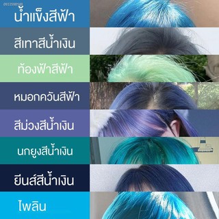 แม่สีย้อมผม โฟมเปลี่ยนสีผม น้ํายาย้อมสีผม ครีมเปลี่ยนสีผม ทรีทเม้นท์เปลี่ยนสีผม☃✵❒ยาย้อมผม [แสดงเส้นสีขาวและสีน้ำเงิน]