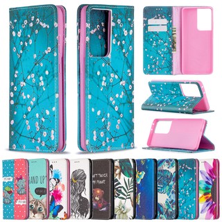 เคสโทรศัพท์หนังฝาพับพร้อมช่องใส่บัตรสําหรับ Samsung Galaxy S21 Plus S21+ S21 Ultra A12