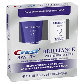 [ของแท้ 100%] CREST 3D WHITE BRILLIANCE WHITENING 2-STEP FLUORIDE TOOTHPASTE WHITENING GEL