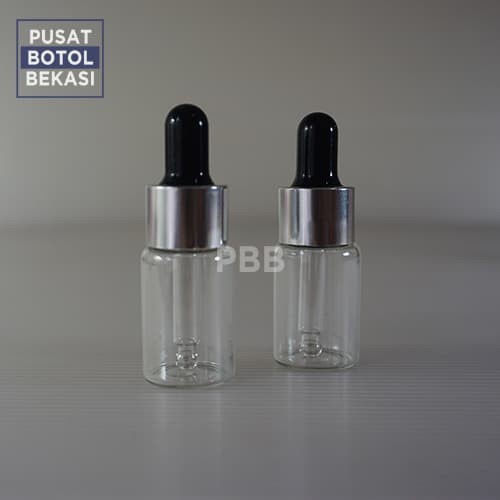 ขวดใส PIPETTE 10ML พร้อมแหวนสีเงิน, ยางสีดํา