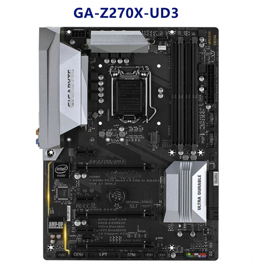 เมนบอร์ดมือสองสําหรับ gigabyte GA-Z270X-UD3 Z270X-UD3 เมนบอร์ด LGA 1151 Z270 ใช้เดสก์ท็อปเมนบอร์ด