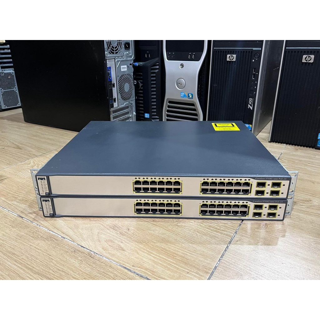 Cisco 3750G 24PoE Gigabit switch มือสองพร้อมใช้งาน