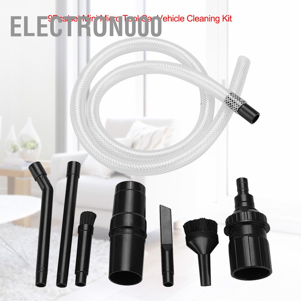 Electron000 ชุดเครื่องดูดฝุ่นขนาดมินิสําหรับใช้ในการทําความสะอาดรถยนต์ 9ชิ้น/ชุด