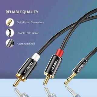 UGREEN รุ่น AV116 สายAUX 3.5mm to 2RCA สายสัญญาณเสียง AUX เข้า1ออก2 High End Aluminum