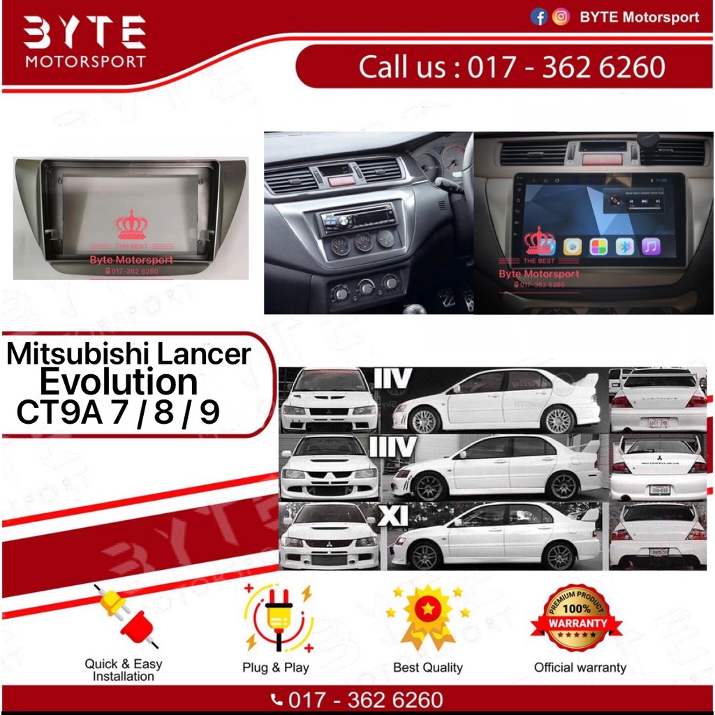 ปลอกเครื่องเล่น Android 9" Mitsubishi Lancer Evolution 7 / 8 / 9 (CT9A & CT9W)