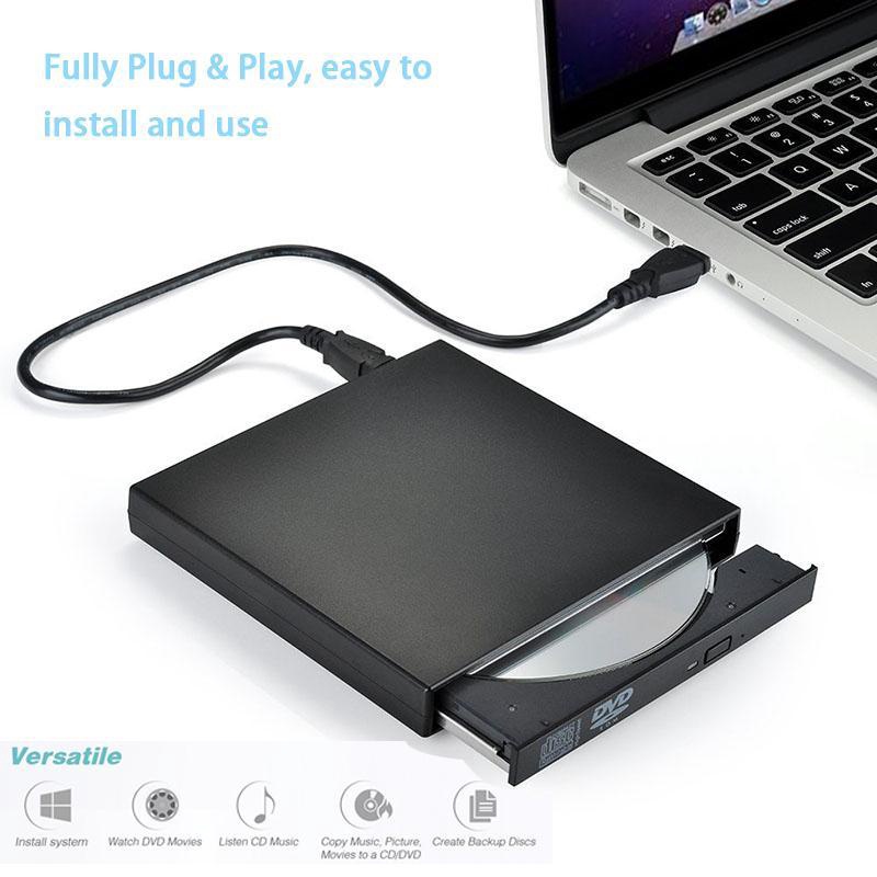 【home com】DVD ROM ภายนอกไดรฟ์ออปติคัล USB 2.0 CD/DVD-ROM CD-RW Burner Slim Portable Reader เครื่องบั