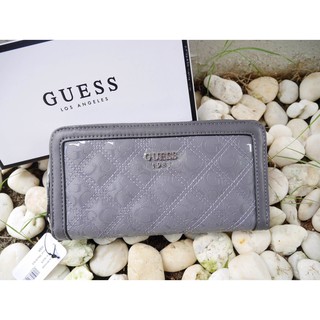 กระเป๋าสตางค์ หนังสลับกับ Canvas ยี่ห้อ Guess Wallet Long Zip Detail