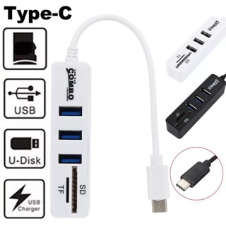 2 in 1 Type-C OTG USB 2.0 HUB Splitter Combo 3 พอร์ต SD/TF Card C ประเภท C อินเทอร์เฟซสำหรับแล็ปท็อป