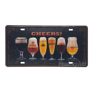 ป้ายสังกะสีวินเทจ Beer Cheers! (ปั๊มนูน)