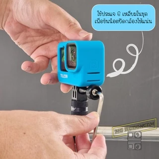 ขายึดแฮนด์อลูมิเนียม ตั้งกล้อง Gopro / DJI หมุนได้ เม้าท์ขาตั้งอลูมิเนียมติดแฮนด์จักรยาน มอเตอร์ไซค์