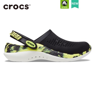 crocs แท้ รองเท้าแตะ Crocs LiteRide 360 MARBLED กันลื่น เหมาะกับเดินชายหาด|ดํา เขียว