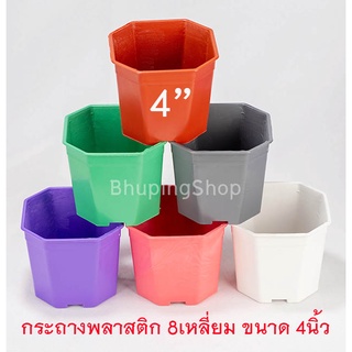 กระถางต้นไม้8เหลี่ยมตัดมุม ขนาด4นิ้ว (10ใบ ฟรี 2ใบ) ราคาพิเศษ สีสวยมาก หนา ทนทาน | กระถางแคคตัส8เหลี่ยม กระถางกระบองเพชร